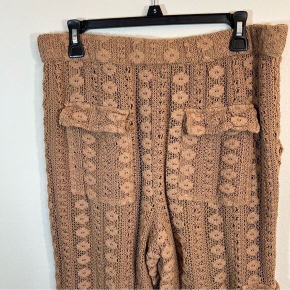 By Anthropologie Lace Cargo Pants Brown Knit Large - Picture 8 of 13
